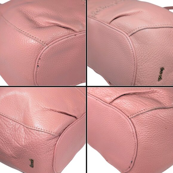 The Sak Pink Pebbled Leather Bolinas Stitched Satchel Tote Bag - Picture 6 of 9